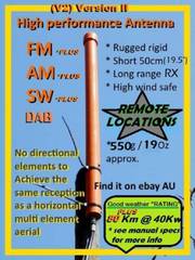 Antenna aerial FM 90km AM SW DAB long range roof caravan farm rural